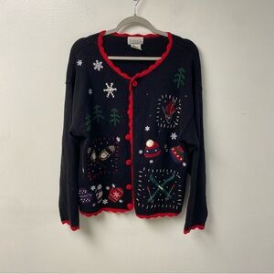 Vintage‎ Basic Editions Holiday Christmas Winter Cardigan Size Medium